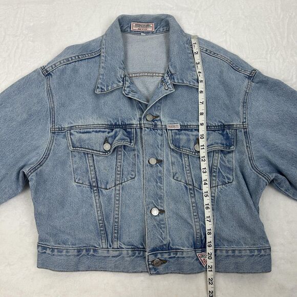 Vintage Guess Jeans Jacket Womens Large Denim Trucker Georges Marciano Made USA - Picture 12 of 14